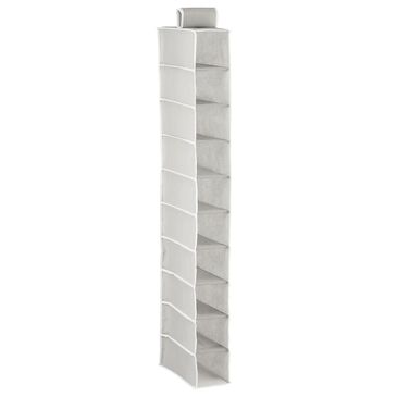 mDesign 10-Shelf Fabric Closet Hanging Shoe Storage Organizer in Light Gray and White, , large