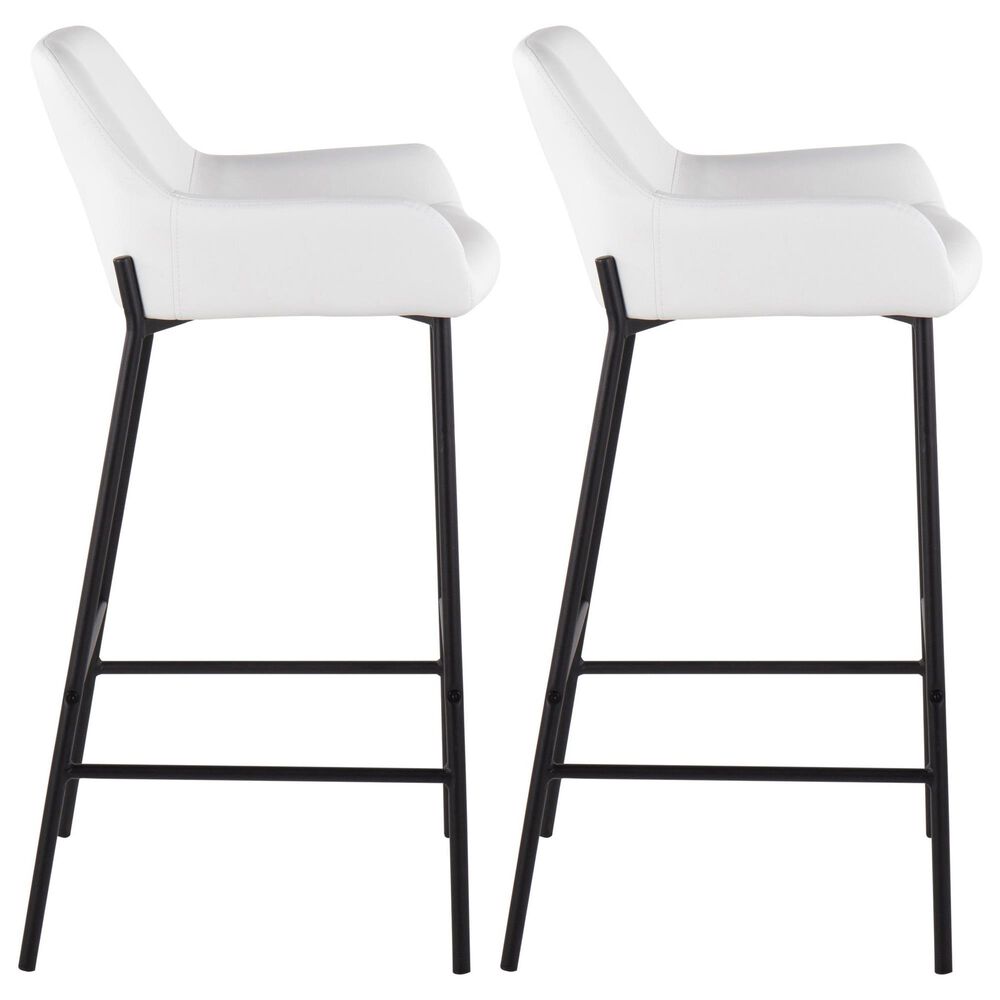 LumiSource Daniella Bar Stool with White Upholstery in Black (Set of 2), , large