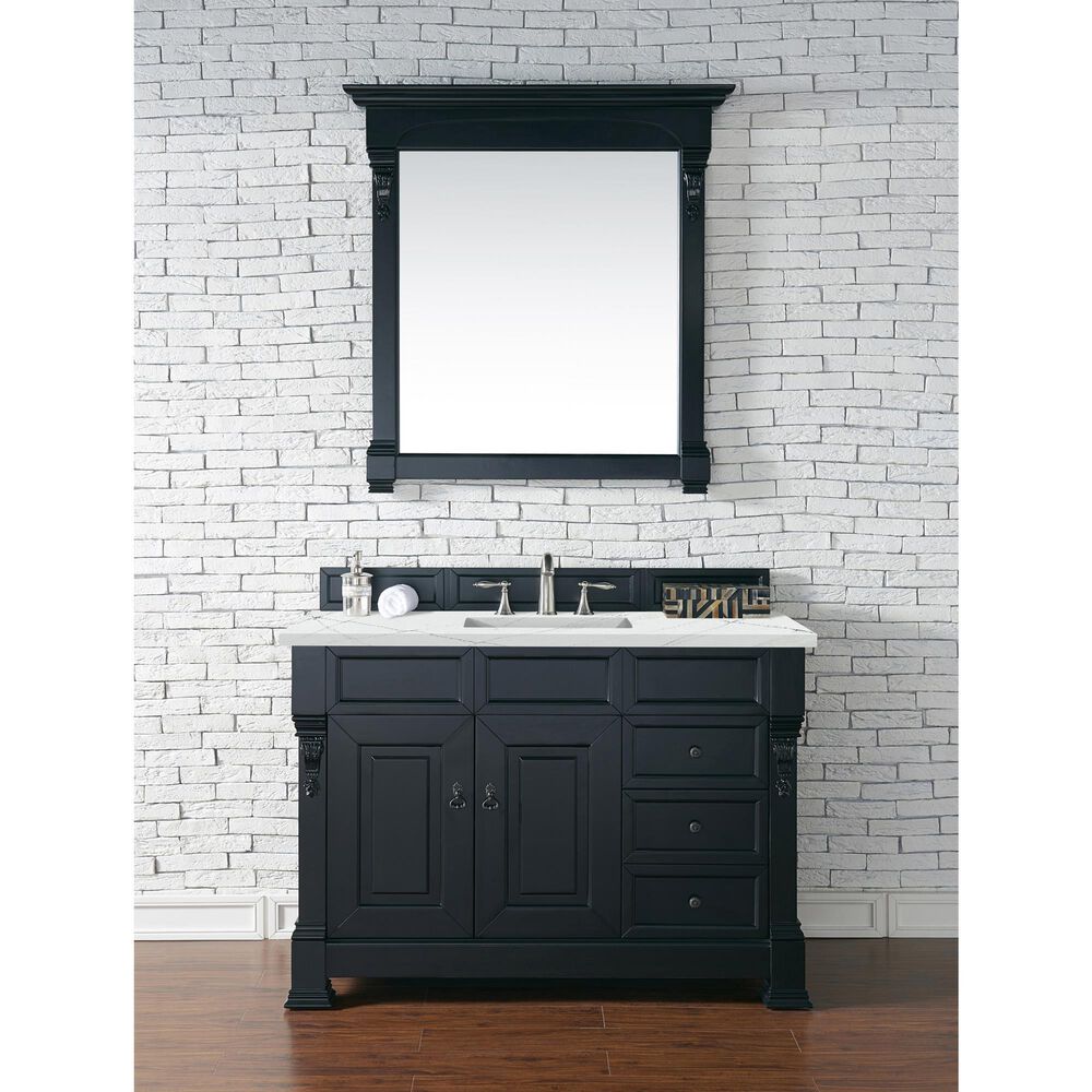 James Martin Vanities Brookfield 48&quot; Single Bathroom Vanity in Antique Black with 3 cm Ethereal Noctis Quartz Top and Rectangle Sink, , large