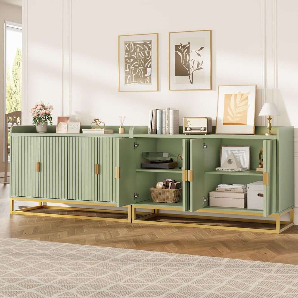 GARVEE 47.2" Sideboard Buffet Cabinet with Adjustable Shelves in Matt Gray Green, , large