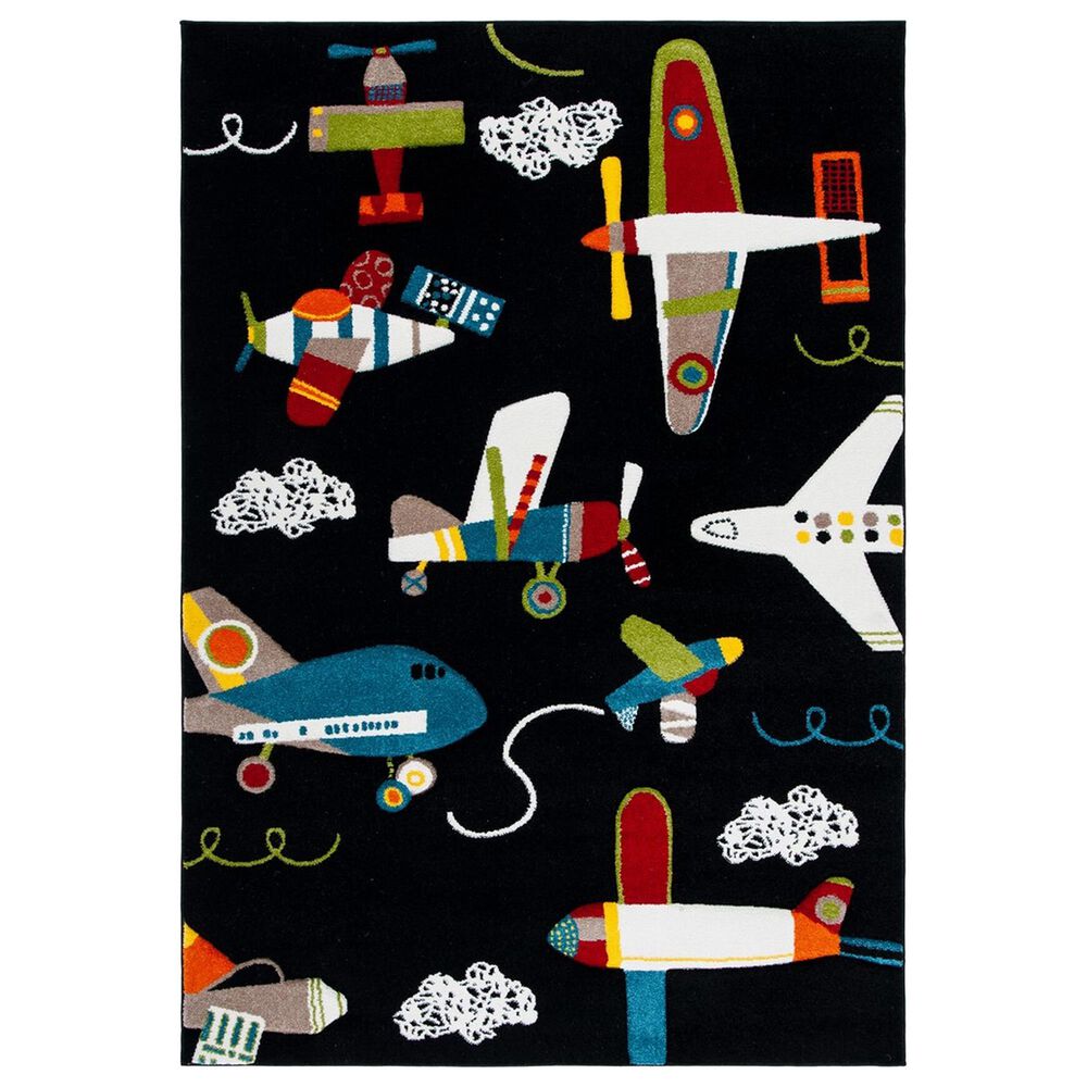 Safavieh Carousel Outer Space 8" x 10" Black and Ivory Kids Area Rug, , large