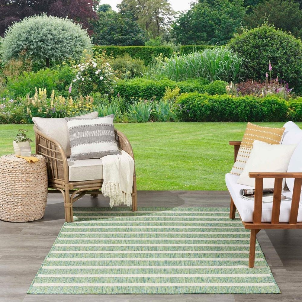 Nourison Positano POS03 Blue, Green and Ivory 6&#39; x 9&#39; Indoor/Outdoor Area Rug, , large