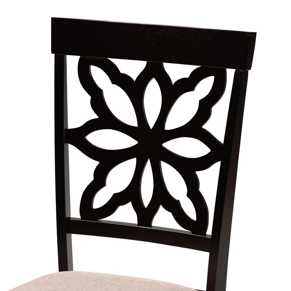 Baxton Studio Samwell Side Chair with Sand Cushion in Dark Brown (Set of 2), , large