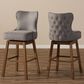 Baxton Studio Gradisca Swivel Bar Stool with Grey Cushion in Dark Walnut (Set of 2), , large