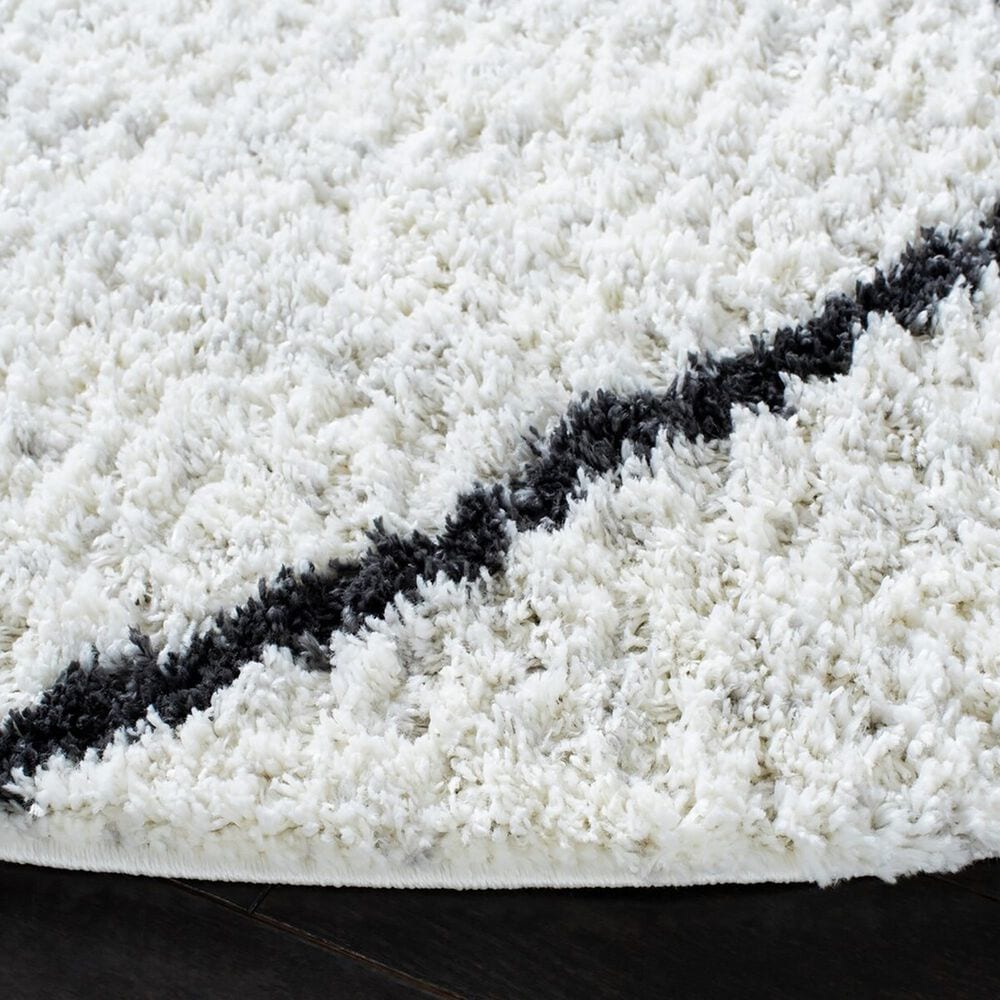 Safavieh August Shag 6&#39;7&quot; Round Ivory and Black Area Rug, , large
