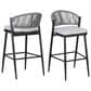 Hearth and Haven 30" Outdoor Barstool with Teak Frame in Light Gray (Set of 2), , large