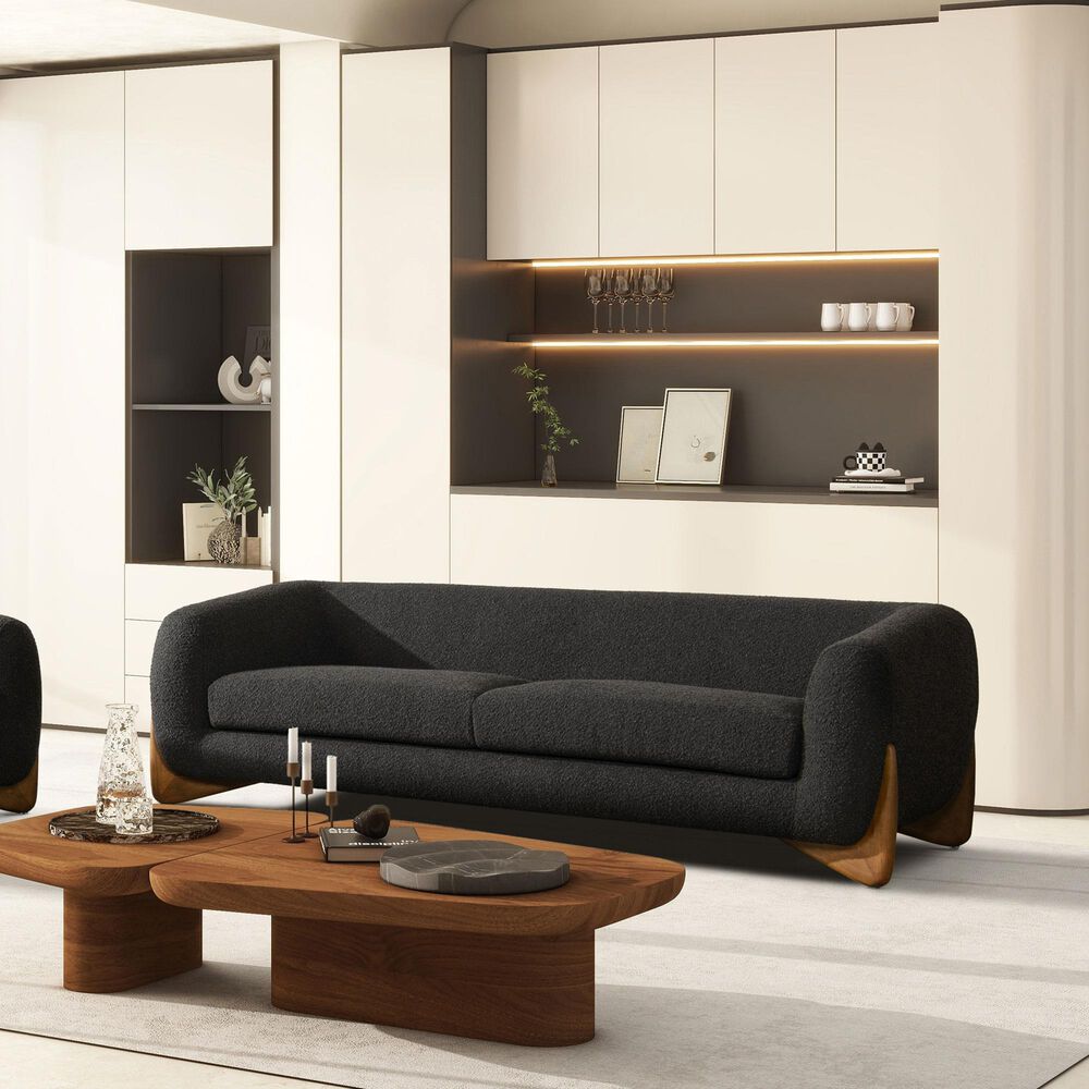 Jennifer Taylor Home Alpine Stationary Sofa in Ebony Black, , large