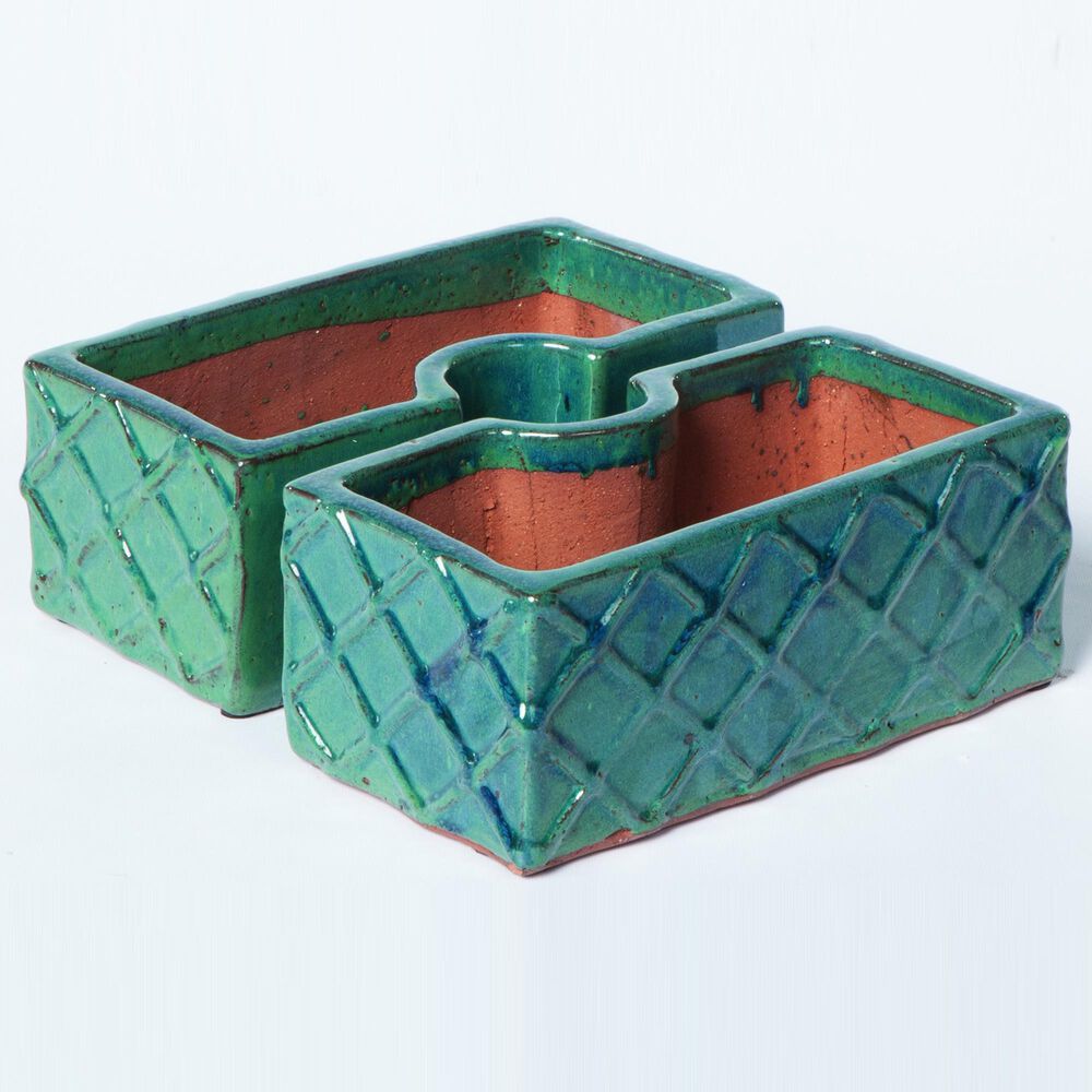 Alfresco Home Trellis Square Umbrella Patio Planter in Atlantis Blue &#40;Set of 2&#41;, , large