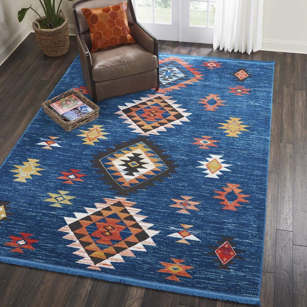 Nourison Navajo NAV07 3"11" x 6"2" Blue Area Rug, , large