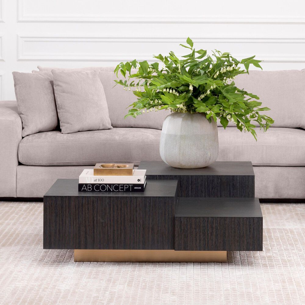 Eichholtz Nerone Coffee Table in Charcoal Grey and Brushed Brass, , large