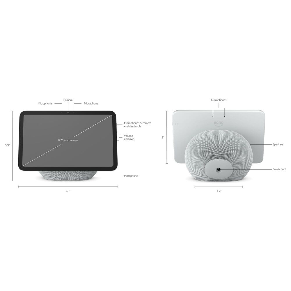 Amazon Echo Show 8 Smart Display with Spatial Audio in Glacier White, , large