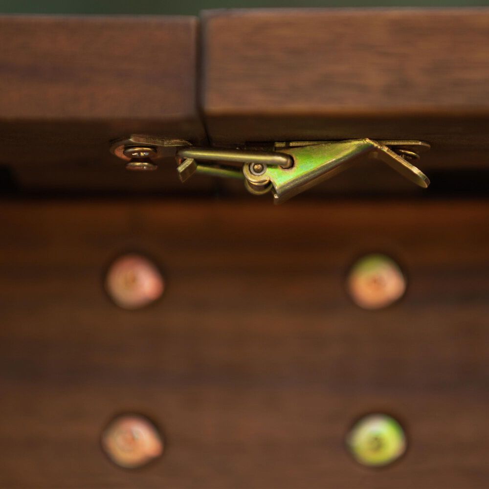 Walker Edison Acacia Wood Patio Butterfly Dining Table in Dark Brown