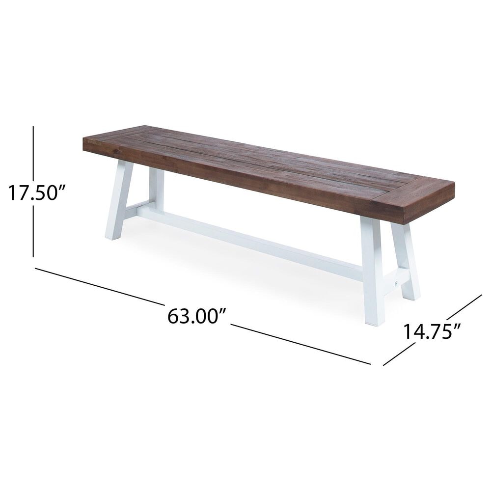 HOMLUX Carlisle Outdoor Bench in Dark Brown and White (Set of 2), , large