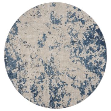 Nourison Rustic Textures RUS16 Grey and Blue 7"10" Round Area Rug, , large