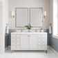 James Martin Vanities Chicago 60" Double Bathroom Vanity in Glossy White with Single Hole 3 cm White Zeus Quartz Top and Rectangular Sinks, , large