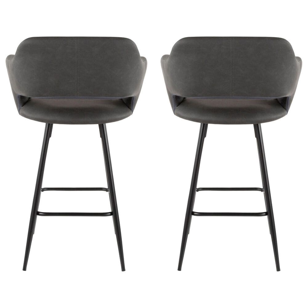 Lumisource Margarite Counter Stool with Grey Cushion in Black &#40;Set of 2&#41;, , large