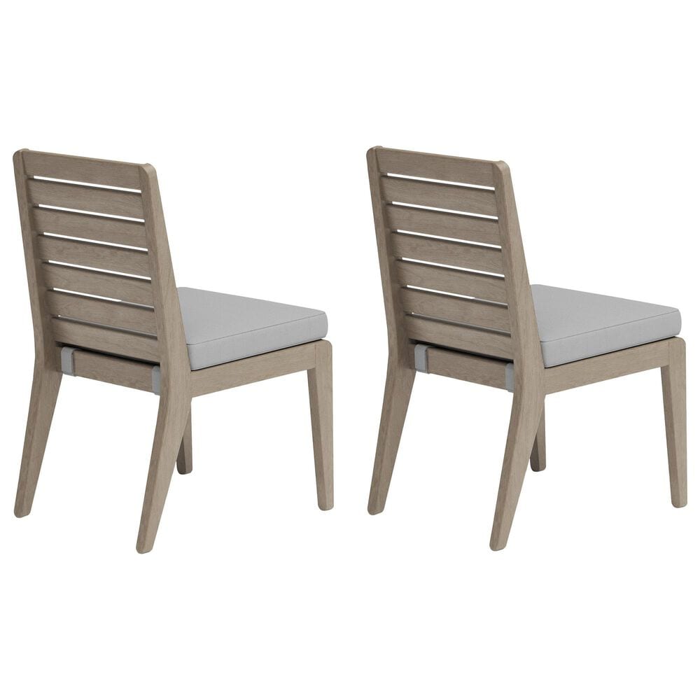 Homestyles Sustain Patio Dining Armless Chair with Gray Cushion in Stain Brown &#40;Set of 2&#41;, , large