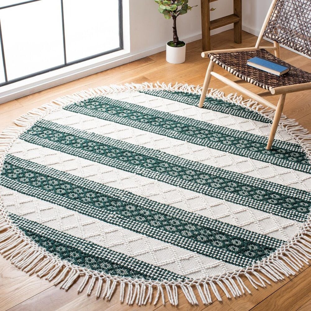 Safavieh Natura NAT859Y 6&#39; Round Ivory and Green Area Rug, , large