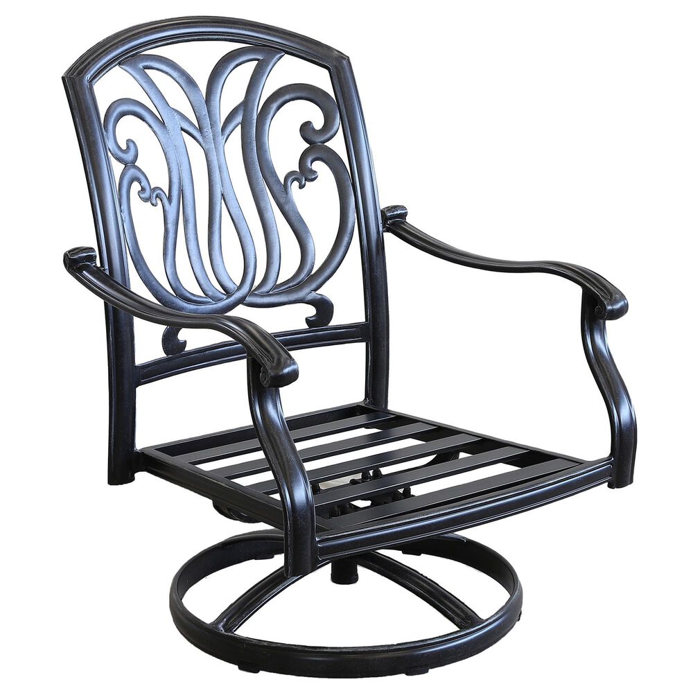 GatherCraft Geneva Patio Club Swivel Rocker with Cushion in Linen Beige, , large