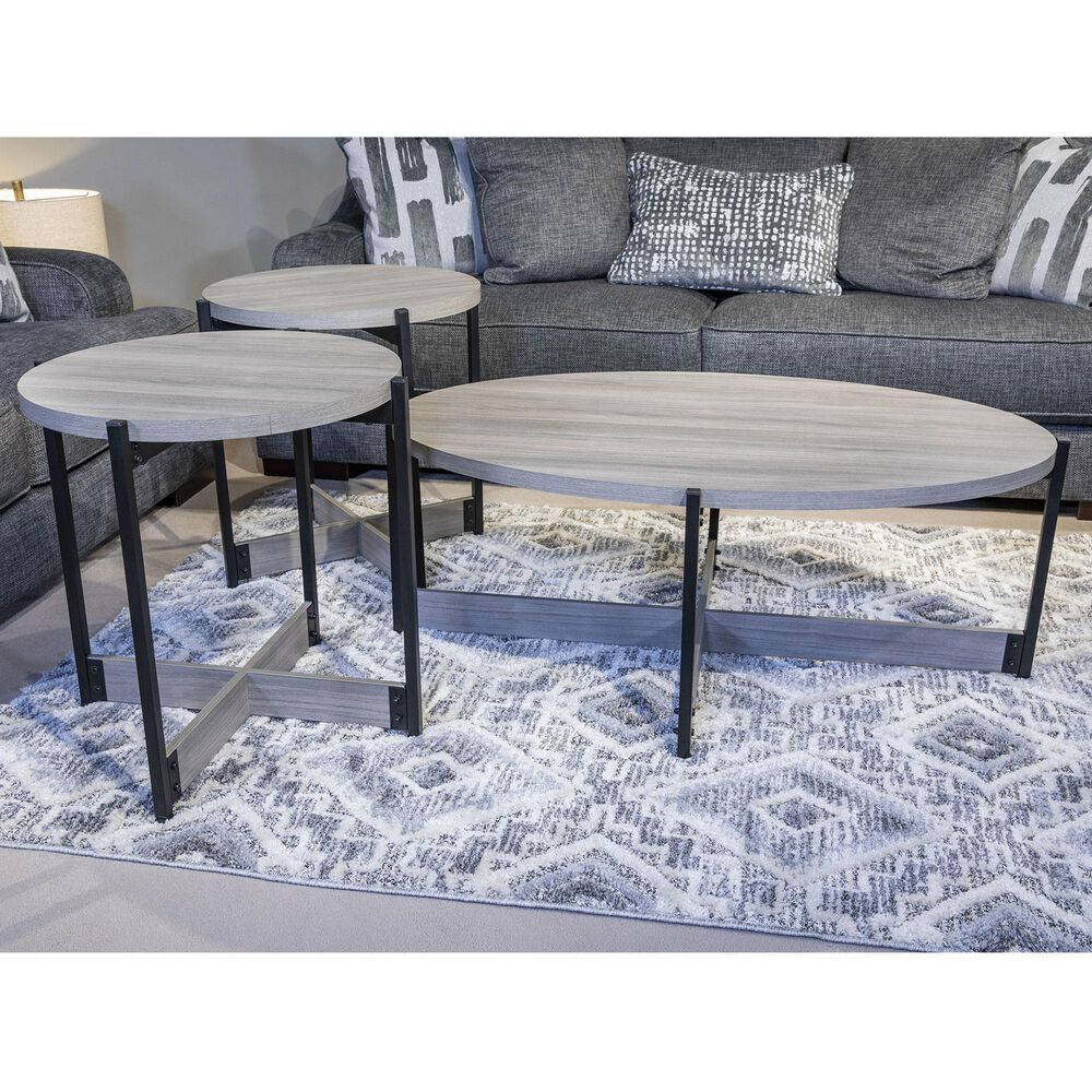 Signature Design by Ashley Nevilyn Occasional Table Set in Matte Black and Gray (Set of 3), , large