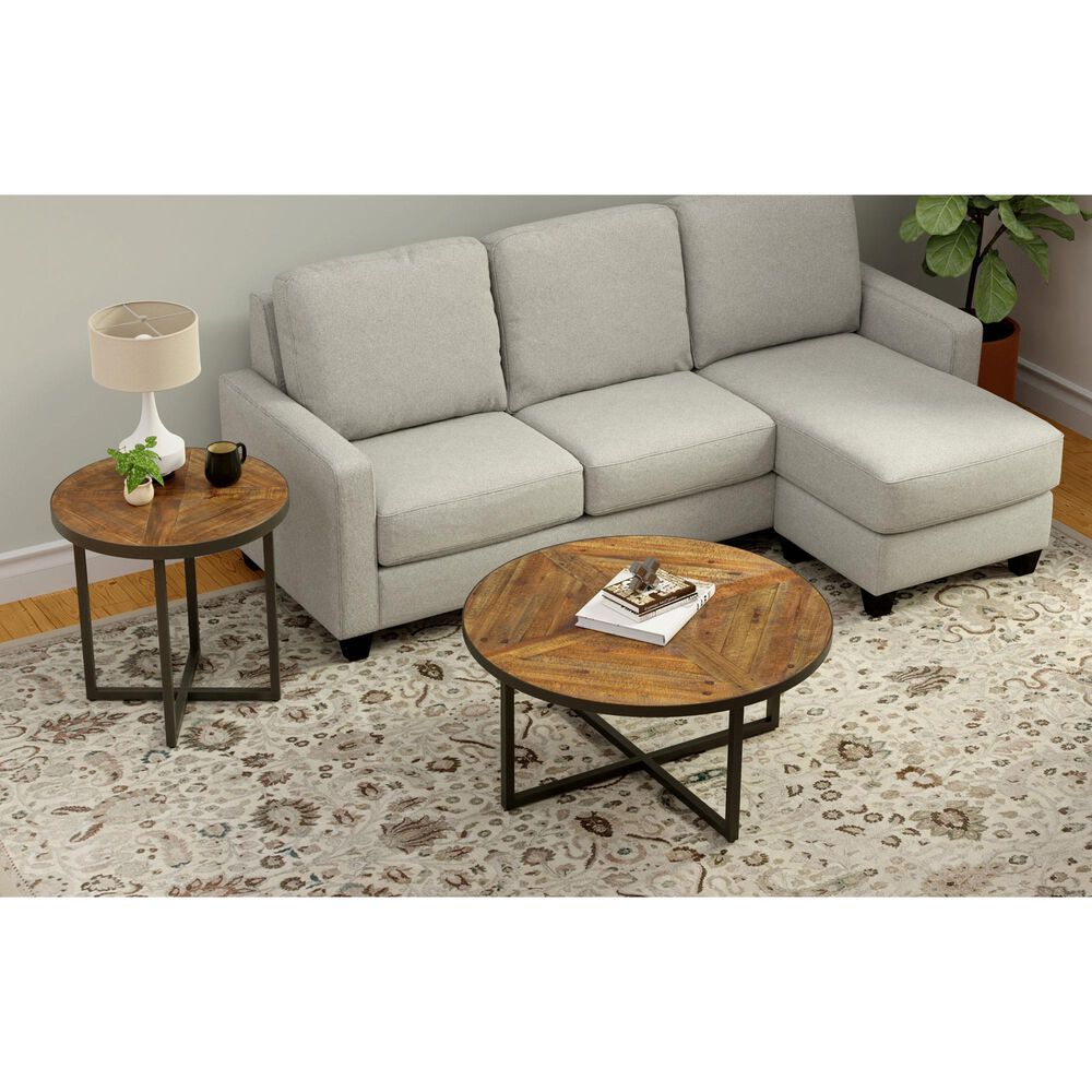 Golden Wave Furniture Denton End Table in Antique Pine and Steel Gray, , large