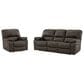 Ashley Leesworth Power Reclining Sofa and Recliner Set in Dark Brown, , large