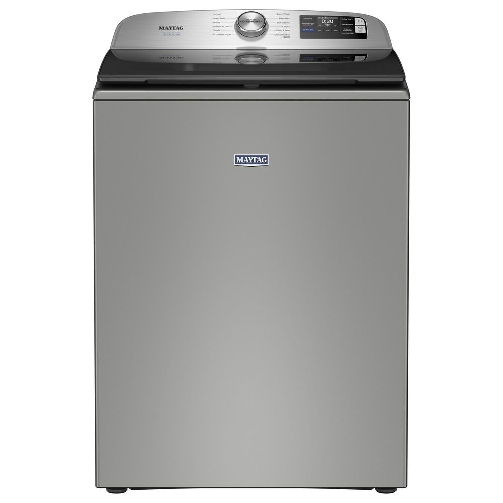 Maytag 5.2 Cu. Ft. Smart Pet Pro Top Load Washer and 7.4 Cu. Ft. Smart Top Load Gas Dryer with Pet Pro Option in Classic Silver, , large