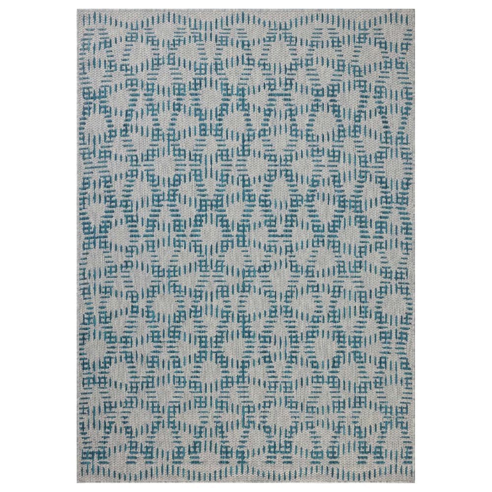 Loloi Easton Fog and Teal 4&#39; x 6&#39; Indoor/Outdoor Area Rug, , large