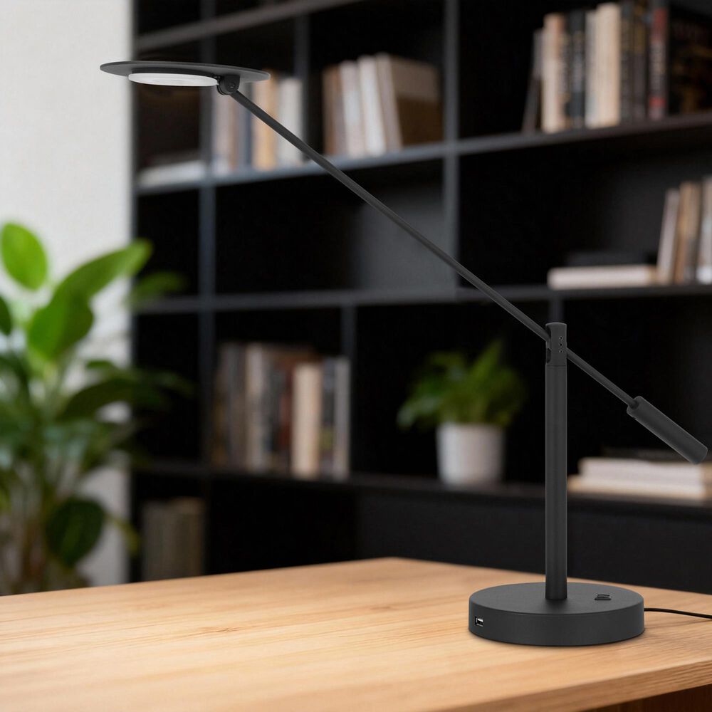 Cal Lighting Haloline Desk Lamp in Sand Black, , large