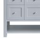 James Martin Vanities Breckenridge 48" Single Bathroom Vanity in Serenity Blue with 3 cm Charcoal Soapstone Quartz Top and Rectangular Sink, , large