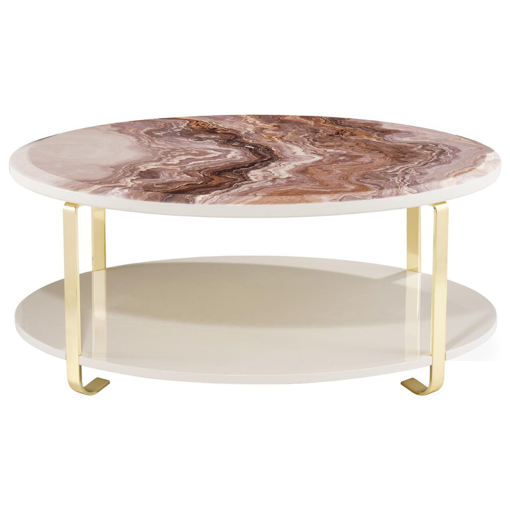 Vista Haus Ariana Cocktail Table in Gold and White, , large