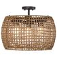 Golden Lighting Piper 3-Light Outdoor Semi-Flush with Natural Shade in Black, , large