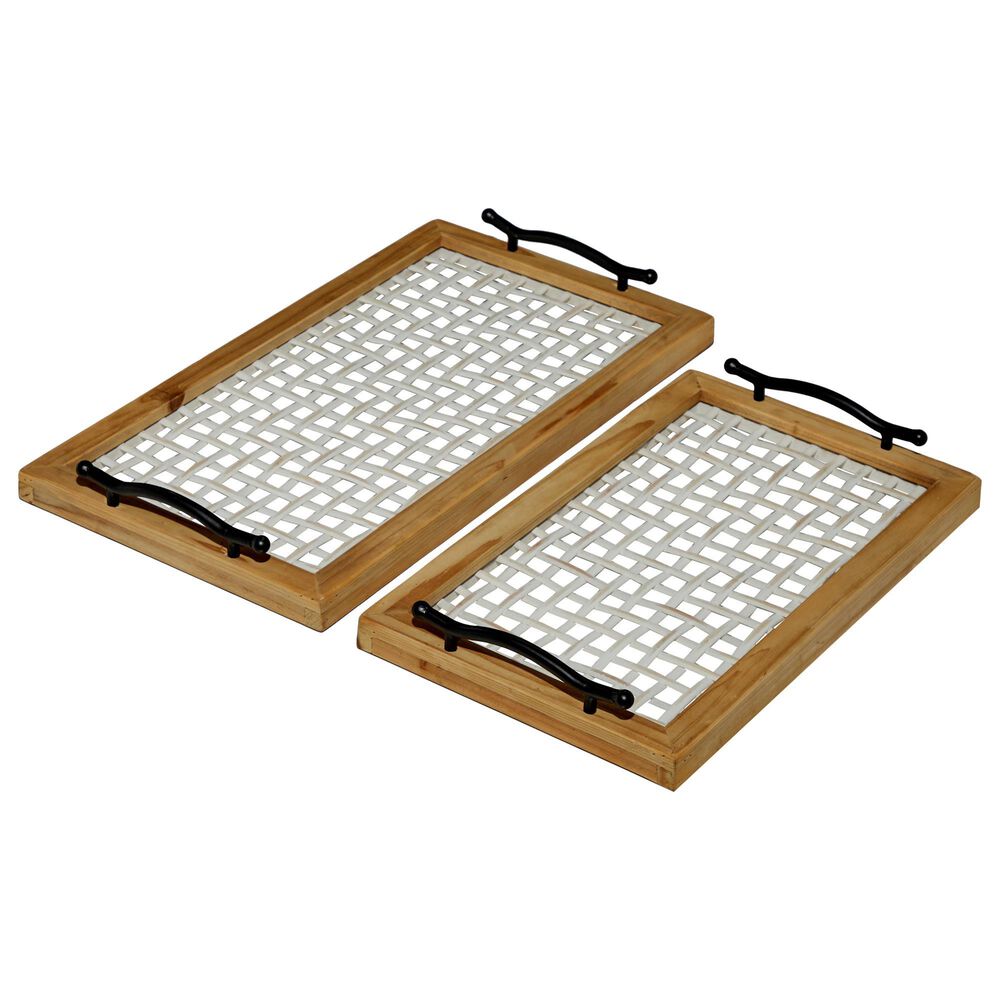 Maple and Jade Farmhouse Tray in Natural, Black and White (Set of 2), , large