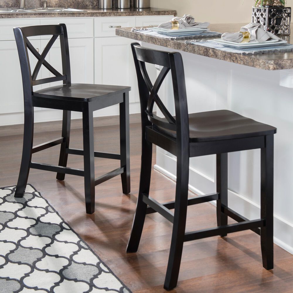 Linon Home Decor Torino X-Back Counter Stool in Black, , large
