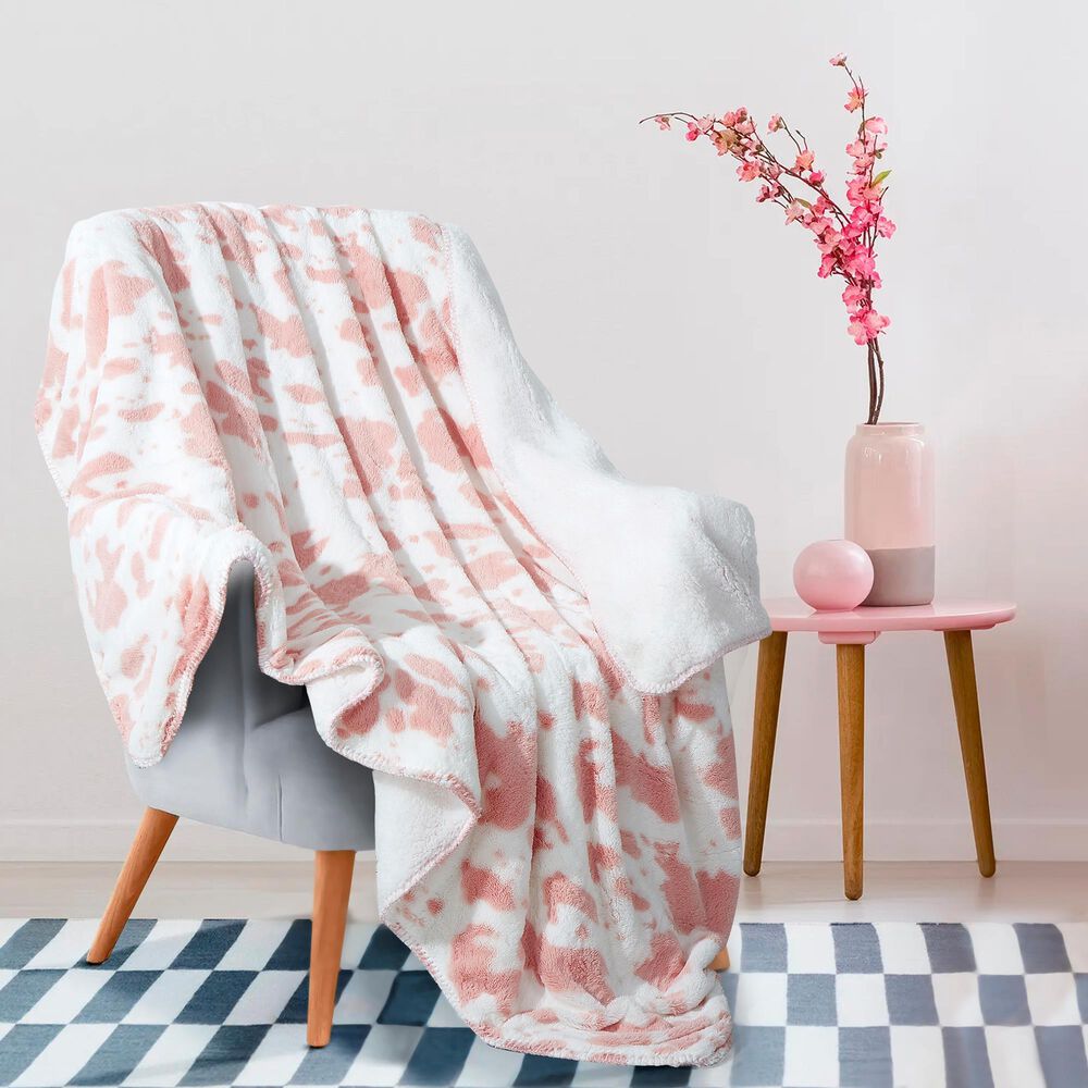 Duke Imports Strawberry Cow Plush Throw in Pink, , large