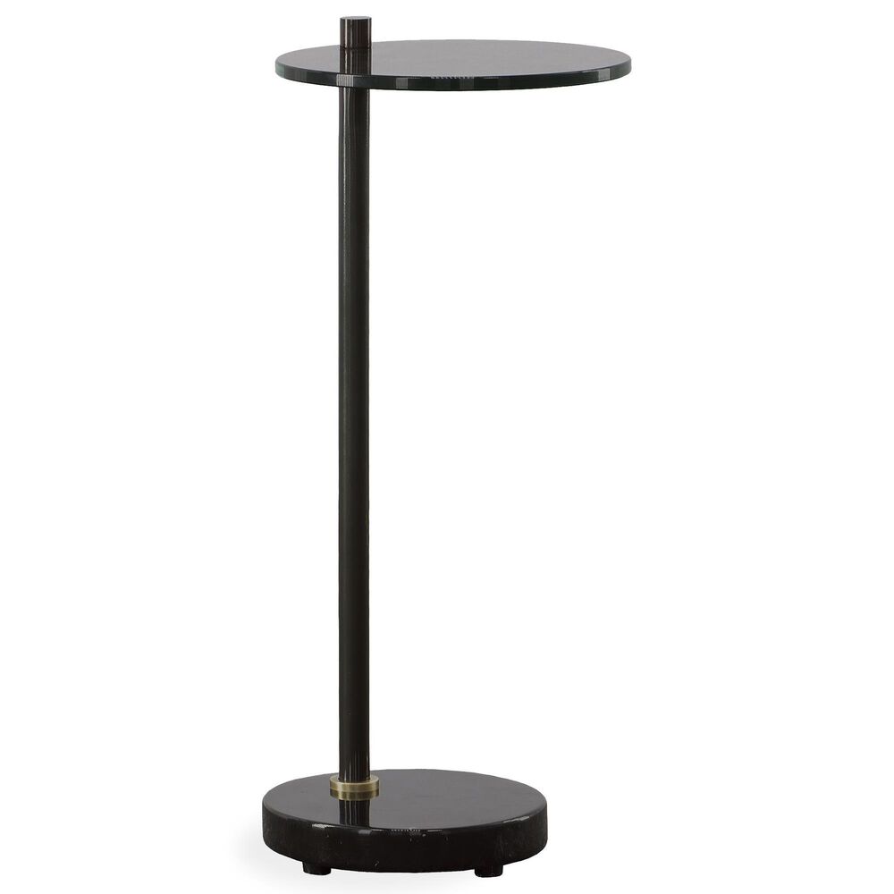 Uttermost Steward Drink Table in Solid Black and Brushed Brass, , large
