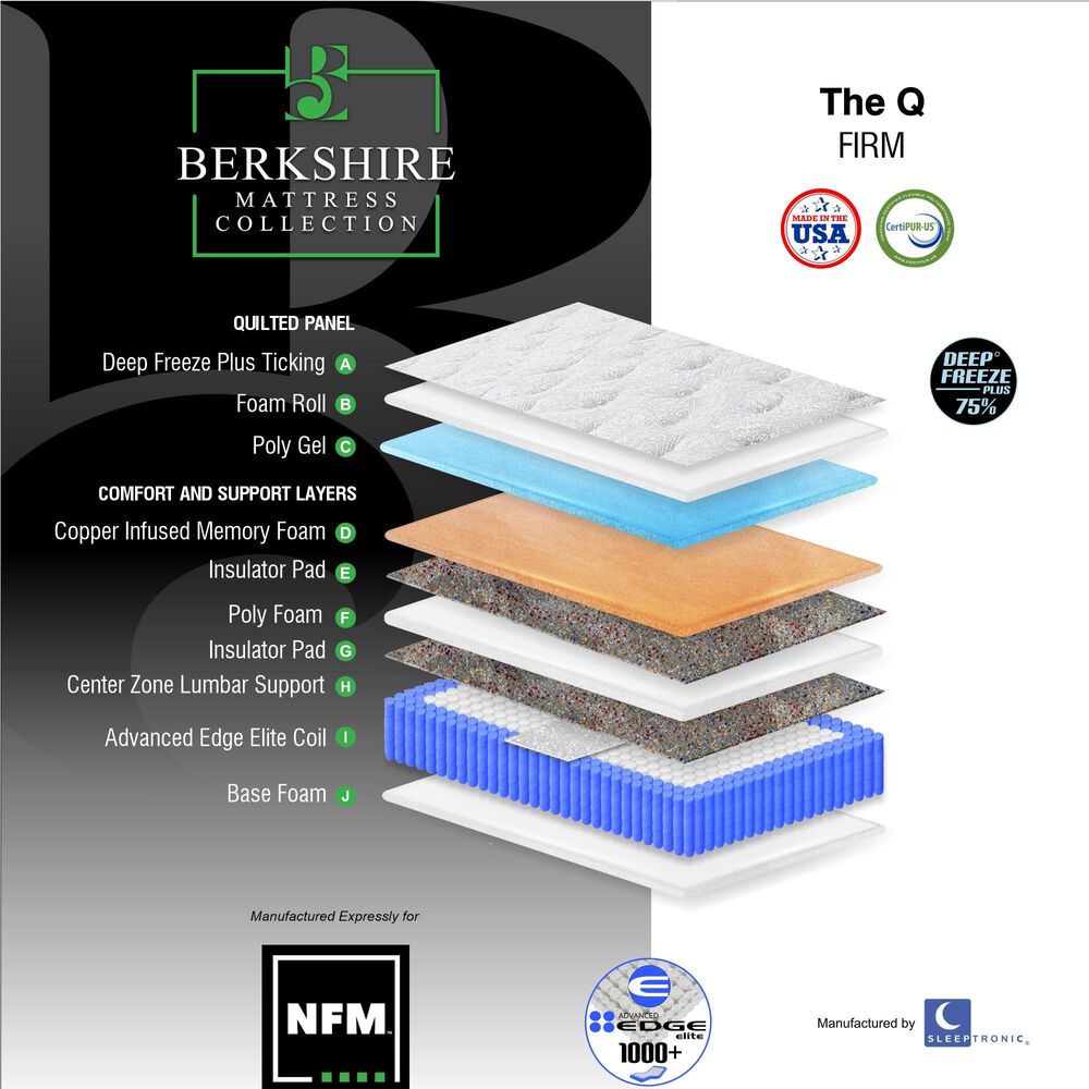 Sleeptronic Berkshire Q II Firm Queen Mattress, , large