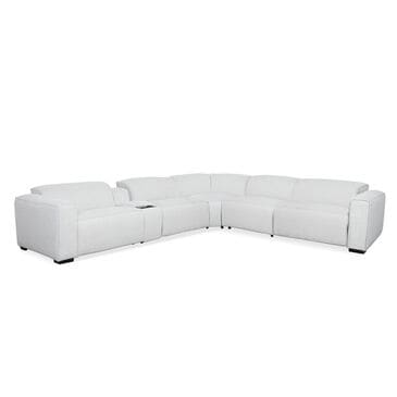 Oxford Furniture 6-Piece Leather Power Reclining Sectional in Camden Dove, , large
