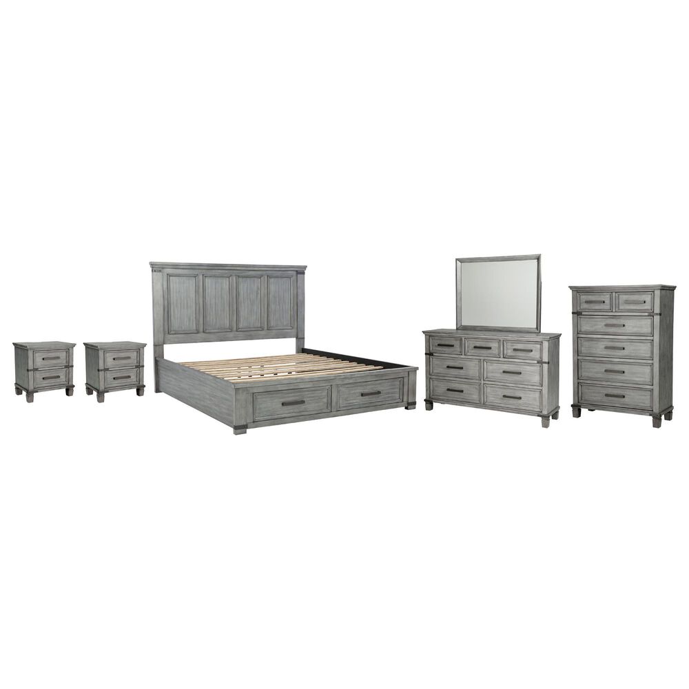 Ashley Russelyn 6-Piece Cal King Panel Bed Set in Gray, , large