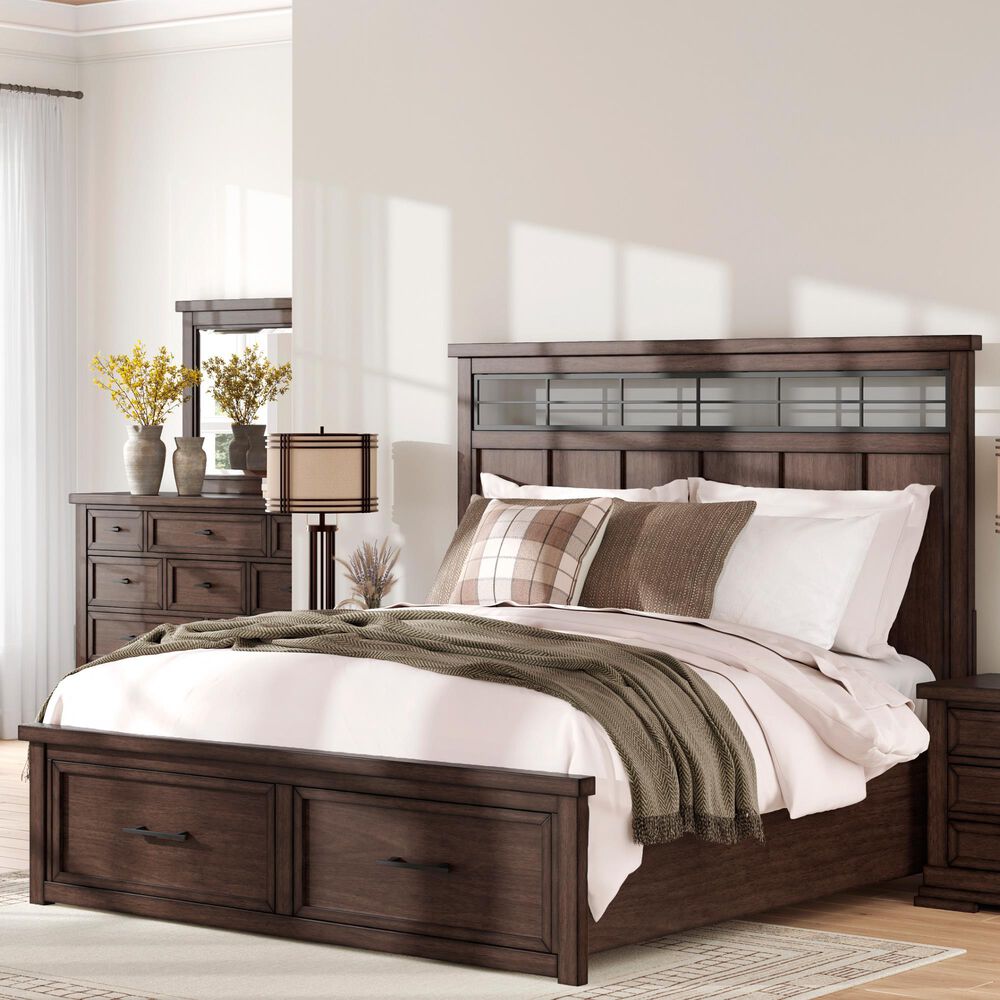 Ashley Taffenbrook King Storage Bed in Medium Brown, , large