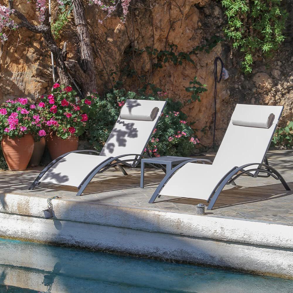 HOMLUX 3-Piece Standard Patio Chaise Lounge Set in Beige, , large