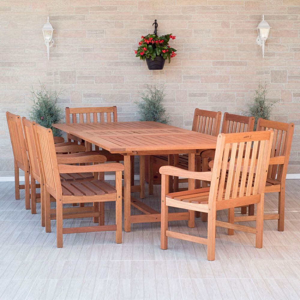 International Home Miami Sapo 9-Piece Rectangular Patio Dining Set in Brown, , large