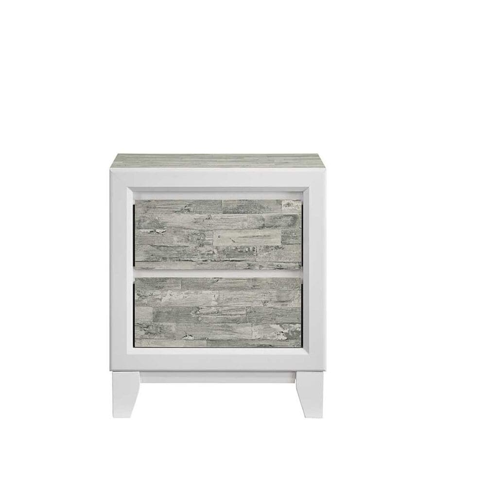 Titanic Furniture Artic 2-Drawer Nightstand in Gray and White, , large