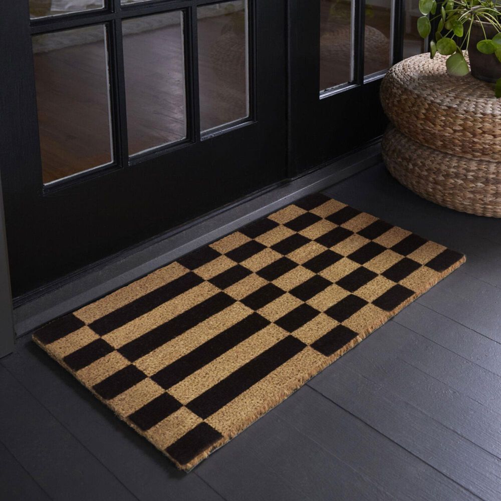 Balta Rugs Checkerboard Stripe Black 1&#39;6&quot; x 2&#39;6&quot; Door Mat, , large