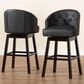 Baxton Studio Avril Swivel Bar Stool with Black Cushion in Dark Espresso Brown (Set of 2), , large