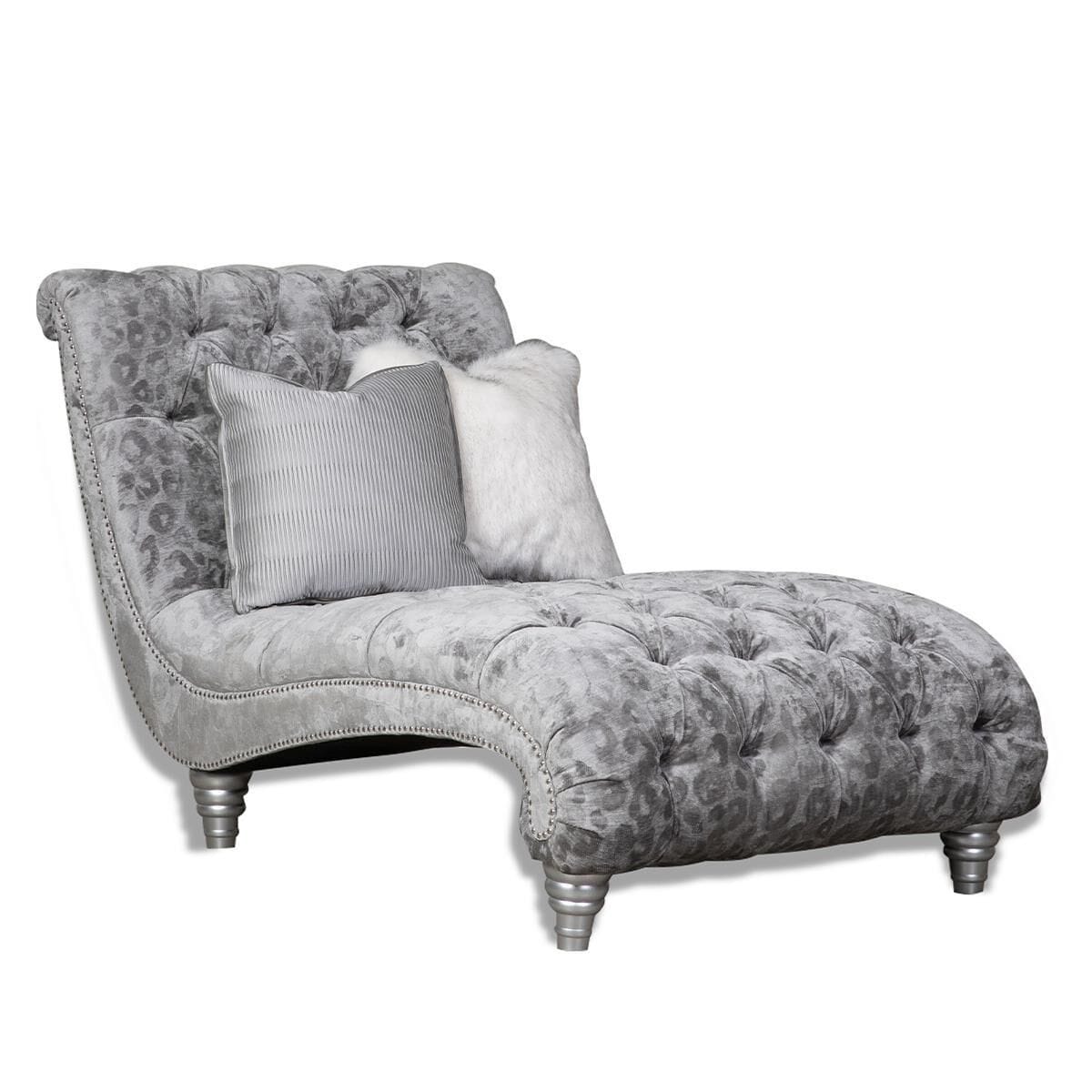 Silver crushed new arrivals velvet chaise lounge