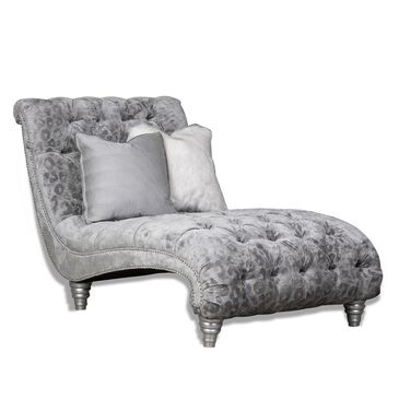 Aria Designs Verona Stone Tufted Chaise in Grey, , large