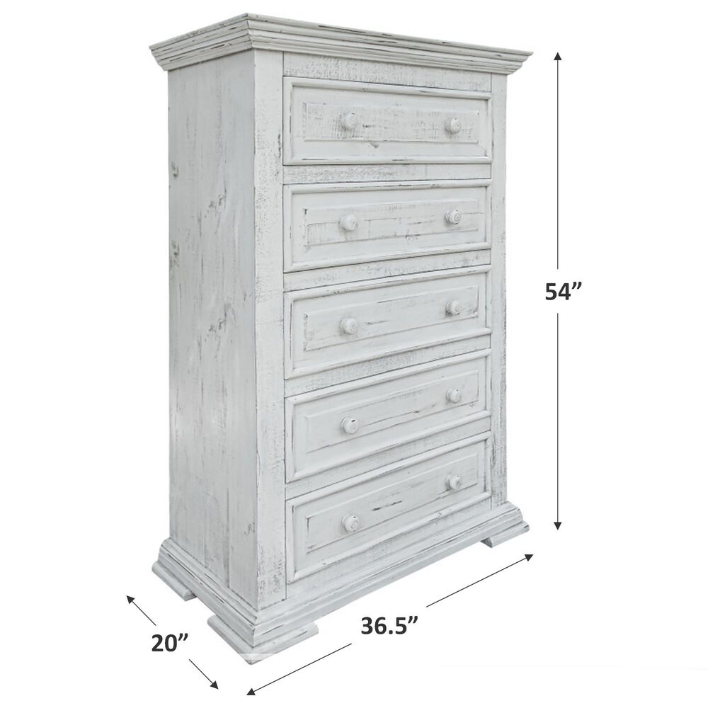 Fallridge Terra White 5 Drawer Chest in Vintage White, , large