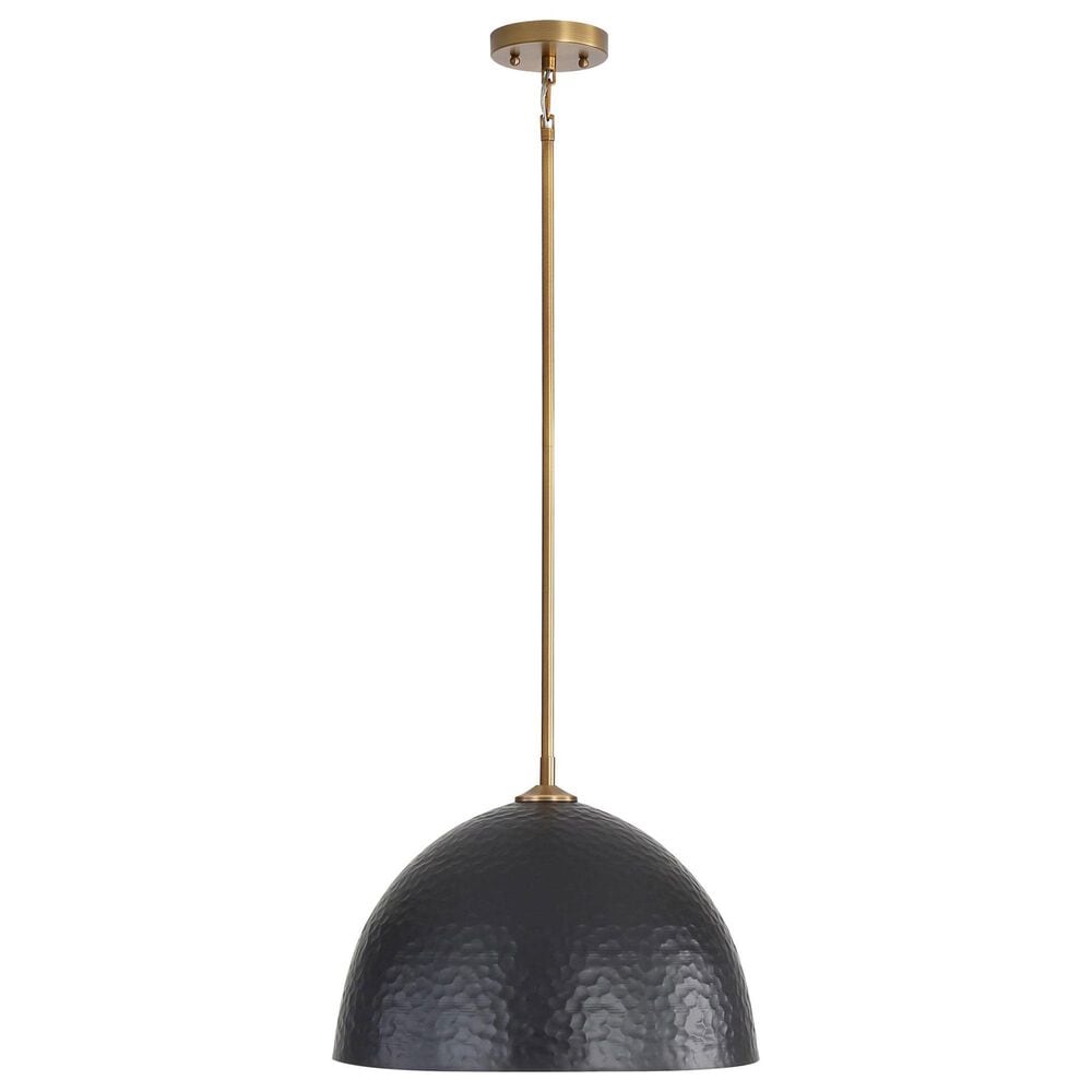 Golden Lighting Shepard 1-Light Pendant with Matte Black Shade in Modern Brass, , large