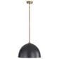 Golden Lighting Shepard 1-Light Pendant with Matte Black Shade in Modern Brass, , large